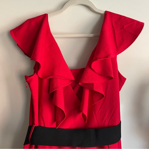 NWOT City Chic Retro Flutter Sleeve Belted Fit and Flare Dress - Picture 6 of 6